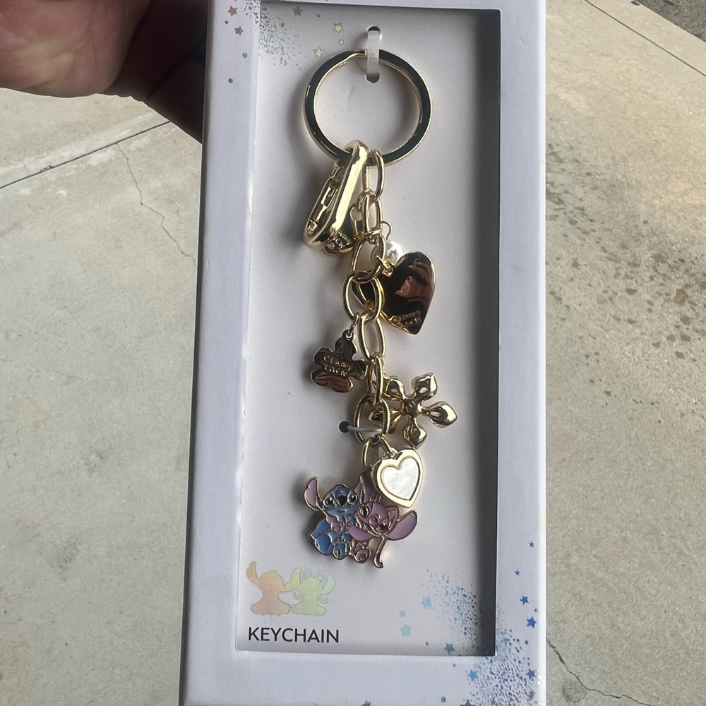 Disney Gold-Tone Multi Charm Keychain with Pastel Enamel Accents
